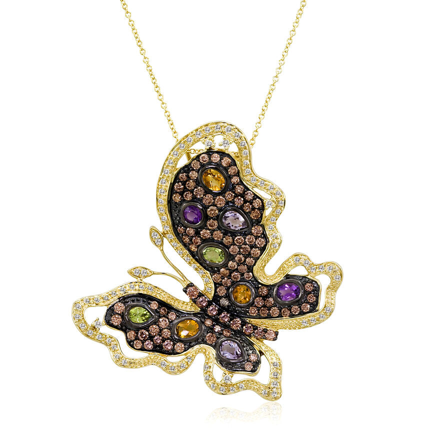 Black Hills Gold .925 Sterling Silver Peridot Amethyst Butterfly Pendant  Necklace - BlackHillsGold.Direct